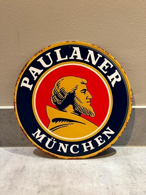 Mancave Bar Café Wanddecoratie metalen bordje Paulaner bier, Verzamelen, Merken en Reclamevoorwerpen, Zo goed als nieuw, Reclamebord