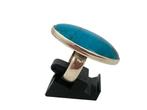 Zilveren ring met grote turquoise, 3 x 2 cm. Mt 17, Verzenden, Zo goed als nieuw, 17 tot 18, Info@nynkegardenier.nl