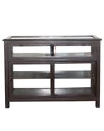 Antieke teakhouten toonbank met klep en bruine patina, Ophalen of Verzenden, Gebruikt