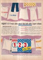 Retro reclame 1962 Super 1 2 3 wasmiddel echt superschoon, Verzamelen, Retro, Overige typen, Ophalen of Verzenden