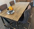 Eettafel 180cm incl. Glasplast en 4 gratis stoelen, Huis en Inrichting, Complete eetkamers, Ophalen, Zo goed als nieuw, 4 tot 6 stoelen
