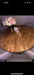 Ronde mangohouten eettafel - 142cm - Zo goed als nieuw!, Ophalen, 100 tot 150 cm, Rond, Zo goed als nieuw