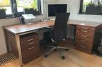 Mooi hoekbureau met 2 ladeblokken en goede bureaustoel, teab, Ophalen, Zo goed als nieuw, Bureau