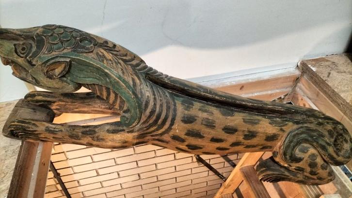 Houten sculptuur van een leeuw, Antiek en Kunst, Kunst | Beelden en Houtsnijwerken, Ophalen