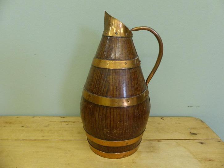 Antiek Franse eiken hout cider kan kruik *Couleur Brocante*, Antiek en Kunst, Curiosa en Brocante, Ophalen of Verzenden