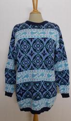 Aparte vintage/folkore print trui van Michel Valerie! L/XL, Kleding | Dames, Blauw, Maat 42/44 (L), Zo goed als nieuw, Verzenden