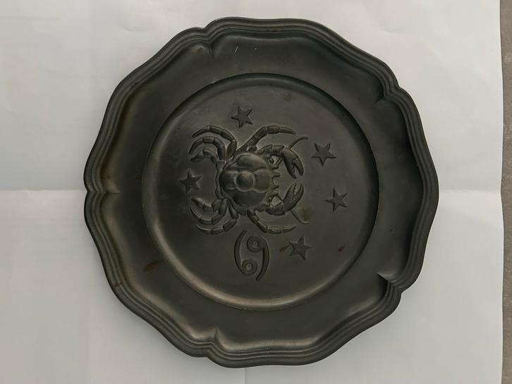 Mid century tinnen wandborden, zodiac / astrologie, Antiek en Kunst, Antiek | Tin, Ophalen of Verzenden