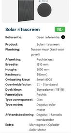 Nieuwe Solar ritsscreen Zwart B1510mm L2000mm, Ophalen, Nieuw