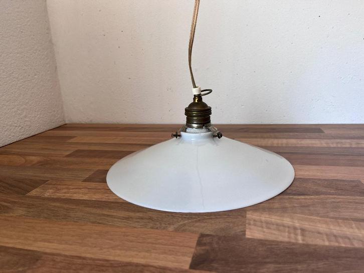Vintage hanglamp | opaline | messing, Verzamelen, Retro, Huis en Inrichting, Ophalen of Verzenden