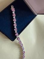 Antieke tennis armband 925 zilveren met roze topaas zirkonia, Ophalen of Verzenden, Zilver, Armband, Met edelsteen