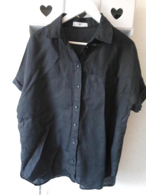 Mooie linnen zwarte blouse van MNG., Kleding | Dames, Blouses en Tunieken, Zo goed als nieuw, Zwart, Ophalen of Verzenden
