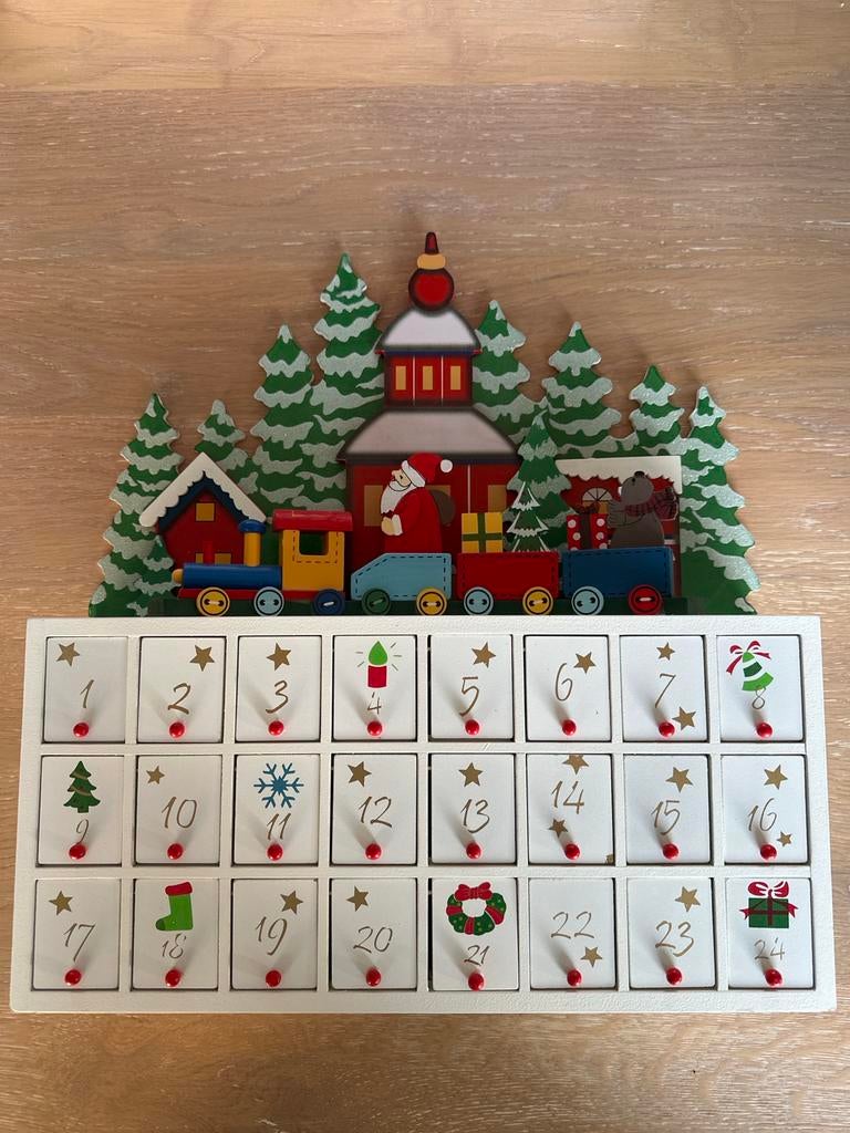 Houten adventskalender kerst – nooit gebruikt, Diversen, Kerst, Ophalen of Verzenden