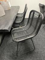 6 PTMD eetkamerstoelen zwart rotan zgan, Ophalen, Zwart, Riet of Rotan, Zo goed als nieuw