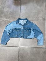 ZARA CROPPED PATCH WORK SPIJKERJAS DENIM JAS NIEUW MAAT L, Blauw, Zara, Maat 42/44 (L), Nieuw