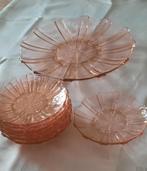 Gebakstel, rose glas, Antiek en Kunst, Antiek | Glas en Kristal, Ophalen