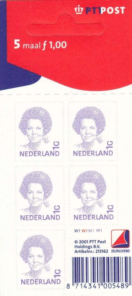 Nederland V1491b hangvelletje Beatrix Inversie 1 gld, Postzegels en Munten, Postzegels | Nederland, Ophalen of Verzenden, Na 1940