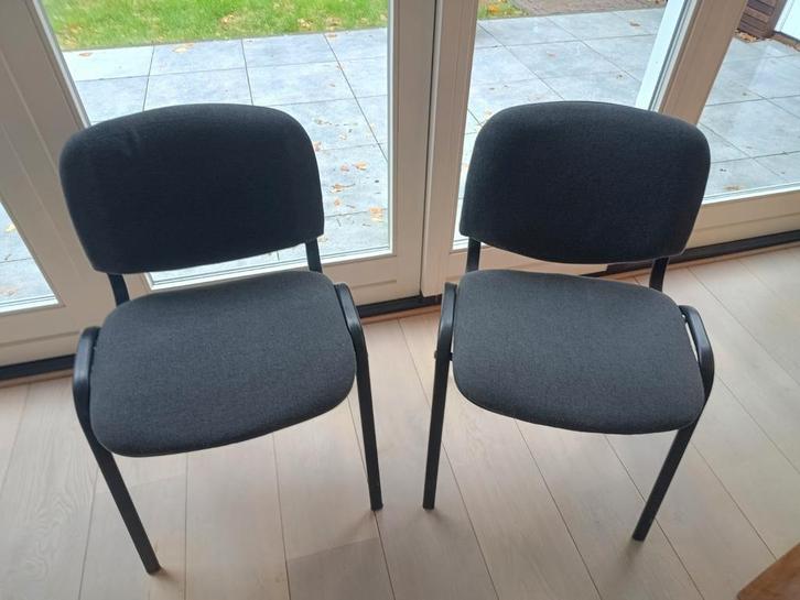 Vergaderstoelen - Set van 4, Huis en Inrichting, Stoelen, Gebruikt, Twee, Metaal, Stof, Grijs, Ophalen of Verzenden