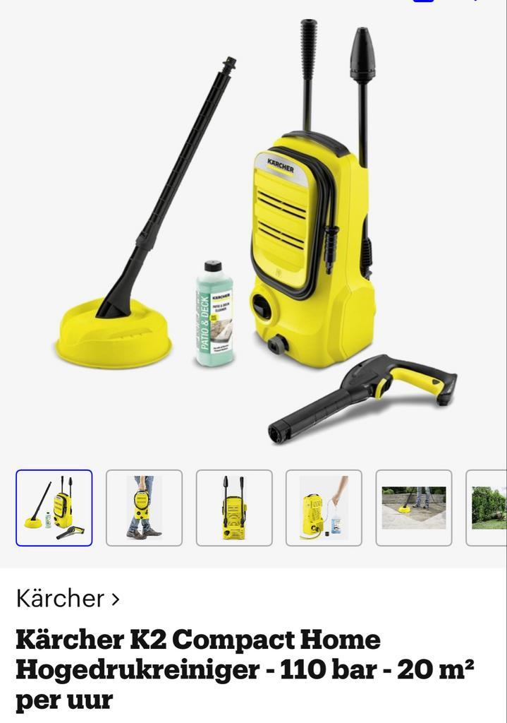 Kärcher K2 Compact Hogedrukreiniger, Tuin en Terras, Hogedrukreinigers, Gebruikt, Elektrisch, Met regelbare waterdruk, Ophalen