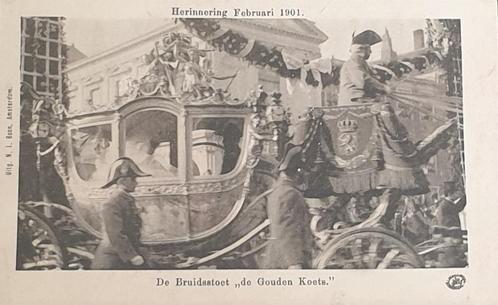 Ansichtkaart gouden koets 1901 koninklijk huis (199), Verzamelen, Koninklijk Huis en Royalty, Kaart, Foto of Prent, Nederland
