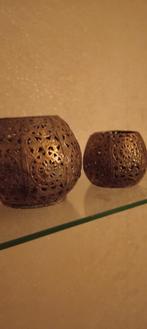 2 goudkleurige waxinelichtjes houders, Ophalen, Zo goed als nieuw, Zwart, Minder dan 25 cm