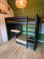 Steigerhouten Hoogslaper 90x200 met Bureau, Ophalen, Gebruikt, Eenpersoons, 200 cm