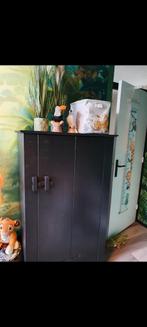 WOOOD Gijs boerenkast 142x85x38 cm grof bezaagd grenen zwart, Ophalen, Zo goed als nieuw