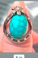 Ring turquoise steen maat 19, Sieraden, Tassen en Uiterlijk, Ringen, Verzenden, Nieuw, Zilver