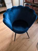 Schelp eetkamer stoelen 2 stuks velvet, Ophalen, Blauw, Zo goed als nieuw, Stof