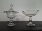2 verschillende antieke kristallen fruitschalen 1800-1900, Ophalen of Verzenden