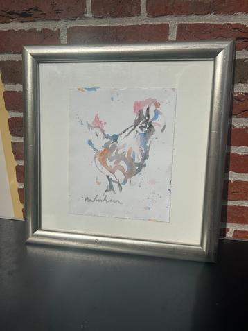 Anton Heyboer Kip, Aquarel 28hx23b, in lijst 44hx43b beschikbaar voor biedingen