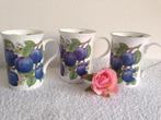 🌼3 Mokken/ Bekers CROWN TRENT CHIN Staffordshire PLUM., Huis en Inrichting, Ophalen of Verzenden, Zo goed als nieuw, Overige stijlen
