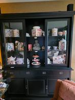 Zwarte buffetkast met schuifdeuren, Huis en Inrichting, Kasten | Vitrinekasten, Ophalen, Gebruikt, Glas, 150 tot 200 cm