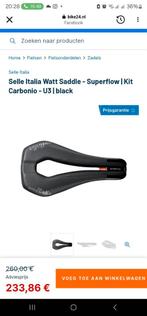 Selle Italia Watt Saddle - Superflow | Kit Carbonio - U3 | b, Fietsen en Brommers, Fietsonderdelen, Racefiets, Ophalen of Verzenden