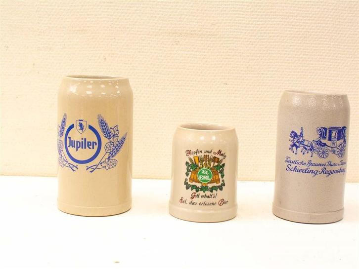 3 aardewerk bierpullen 33953, Huis en Inrichting, Keuken | Servies, Gebruikt, Overige typen, Overige stijlen, Ophalen of Verzenden