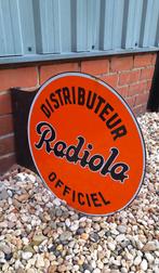 Pracht groot zwaar emaille dubbelzijdig Radiola Reclamebord., Ophalen