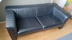 Tweezit bank leer zwart, Ophalen, Gebruikt, 150 tot 200 cm, Tweepersoons