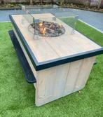 Lounge vuurtafel met glasombouw + 2 volle gasflessen, Ophalen, Zo goed als nieuw
