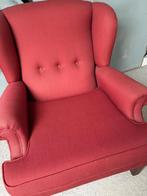Rode Oorfauteuil met Ploegstof, Huis en Inrichting, Ophalen, Hout, Klassiek, 75 tot 100 cm