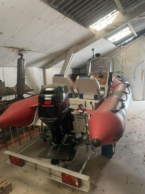 Zodiac pro 420 mercury 40pk 4takt incl trailer, Watersport en Boten, Rubberboten, Gebruikt, Zodiac, Overige materialen, Minder dan 70 pk
