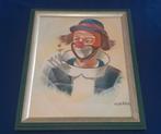 Clown Schilderij - 41x34 cm, Antiek en Kunst, Ophalen of Verzenden