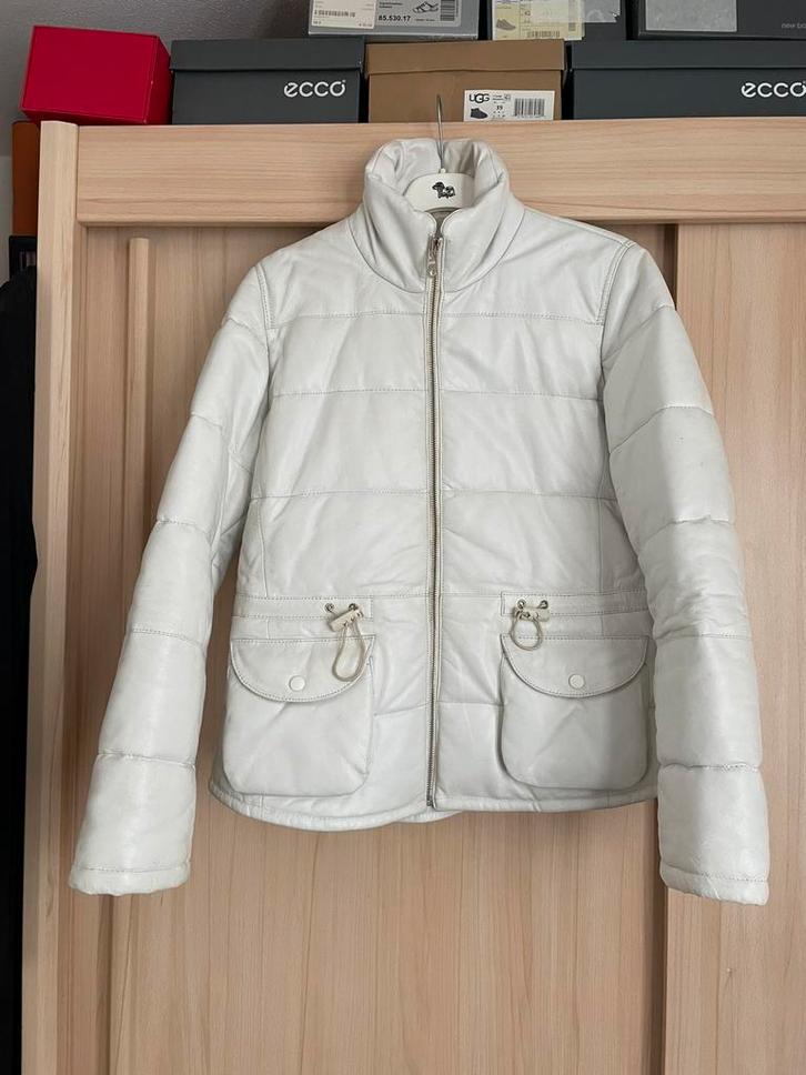Leren winterjas sticks and stones winter jas leer 42 L, Kleding | Dames, Jassen | Winter, Gedragen, Maat 42/44 (L), Wit, Ophalen of Verzenden