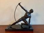 Bronzen Beeld Man Naakt Art Deco Stijl Gesigneerd Roncourt, Ophalen of Verzenden