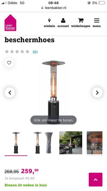 NIEUW Eurom terrasverwarmer 9000 + beschermhoes  beschikbaar voor biedingen