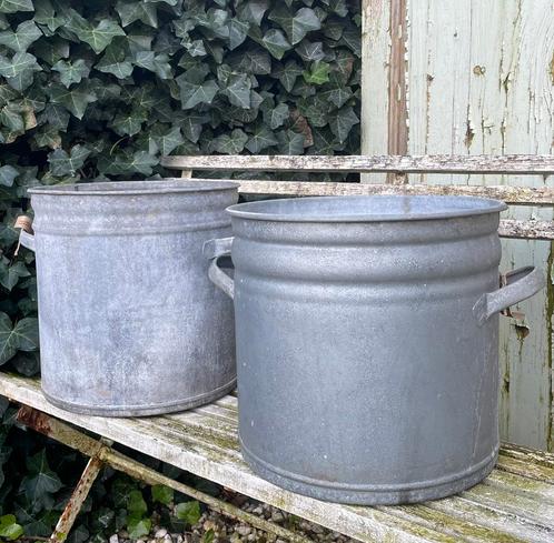 Brocante oud zink ton / tonnen zink, Antiek en Kunst, Curiosa en Brocante, Ophalen of Verzenden