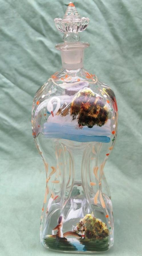 Jenever knijpfles - Glas, Emaille Beschilderd, Antiek en Kunst, Antiek | Glas en Kristal, Ophalen of Verzenden
