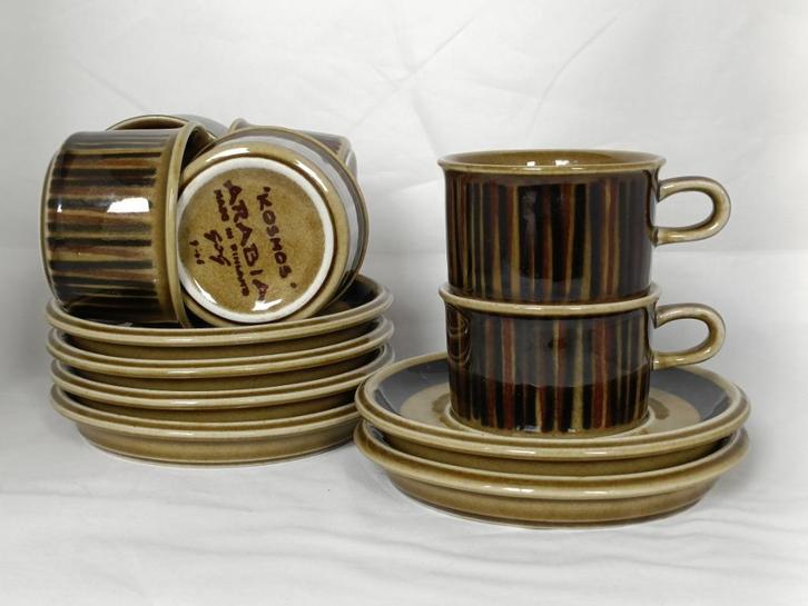Arabia Finland Kosmos - espressokopjes / mokkakopjes, Antiek en Kunst, Antiek | Servies los, Ophalen of Verzenden