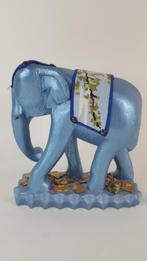Vintage beeld blauwe olifant, hout geschilderd. S5, Antiek en Kunst, Ophalen of Verzenden