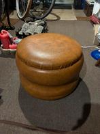 Leren opbergpoef, Huis en Inrichting, Banken | Voetenbanken en Poefen, Ophalen, Zo goed als nieuw, Rond, Leer