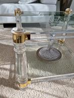 Tafeltje glas goudkleurige elementen, Huis en Inrichting, Tafels | Bijzettafels, Minder dan 55 cm, Elegant romantisch, Vierkant