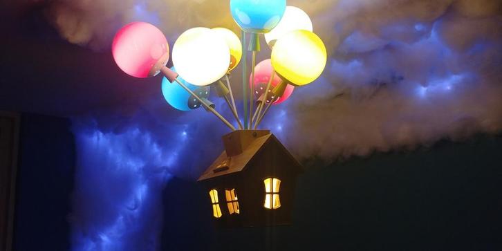 Up-lamp/ballonlamp/hanglamp, Huis en Inrichting, Lampen | Hanglampen, Zo goed als nieuw, Minder dan 50 cm, Hout, Ophalen